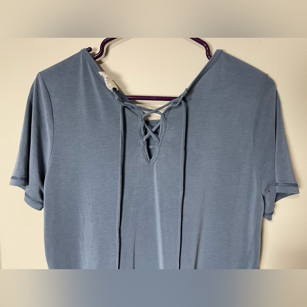 Mote NWOT Short Sleeve Hi-Low Peplum Blouse - Picture 6 of 8